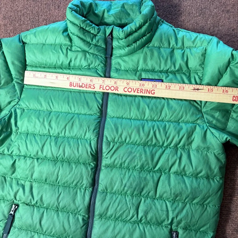 Patagonia Kids XL 14 Down Sweater Jacket Green Puffer American Flag Patch‎